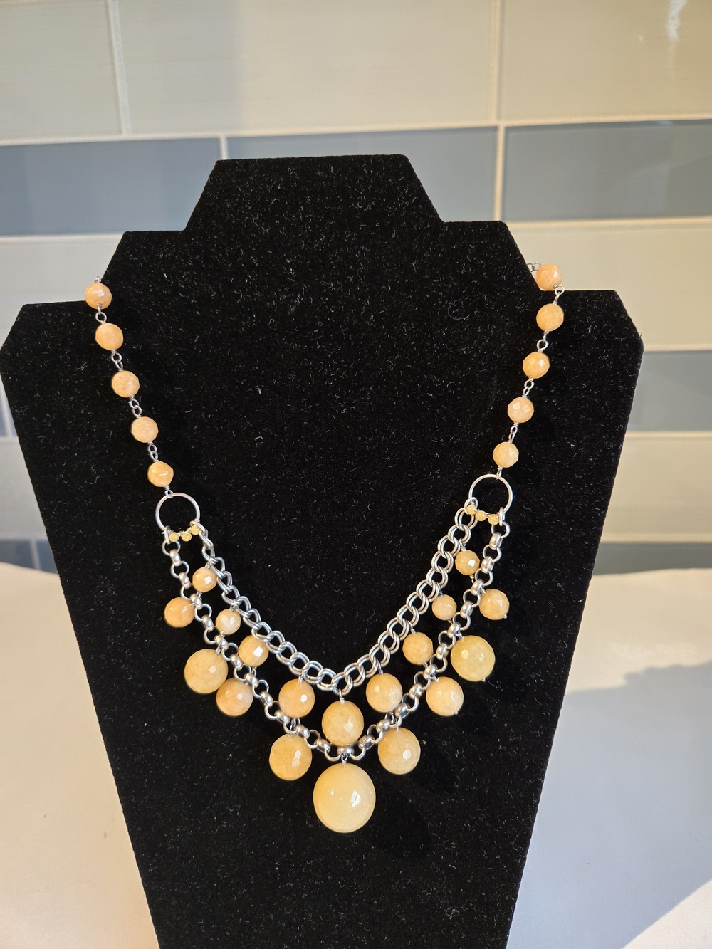 Chan Luu Women's Yellow - Cream Stone Beaded Multi-Chain Statement Necklace
